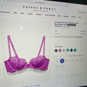 Savage Fenty Not Sorry Unlined Balconette Bra 34DDD